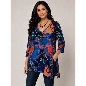 Clara Sun Woo Abstract Print Tunic Top V-Neck